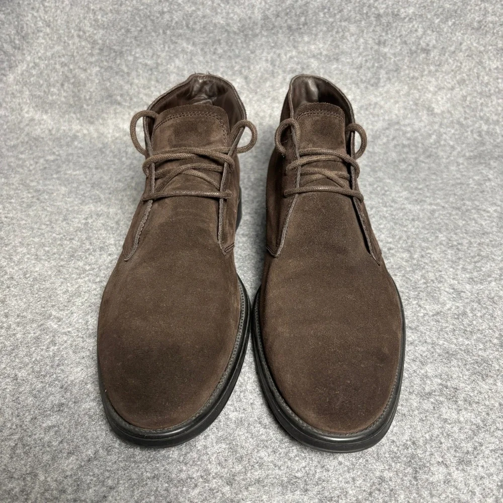 Tod's Dark Brown Gray Leather Calfskin Suede Chukka Lace Up Ankle Boots Mens 11